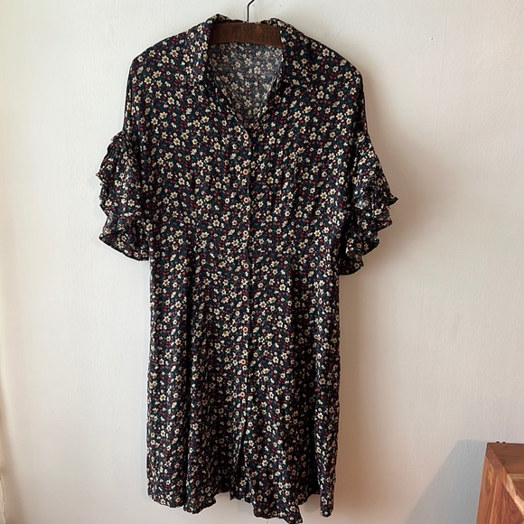 easel Dresses Easel Boho Floral Button Down 9s Style Babydoll Dress